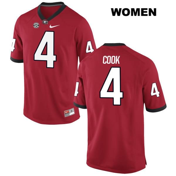 Georgia Bulldogs Women's James Cook #4 NCAA Authentic Red Nike Stitched College Football Jersey YYQ1556WL